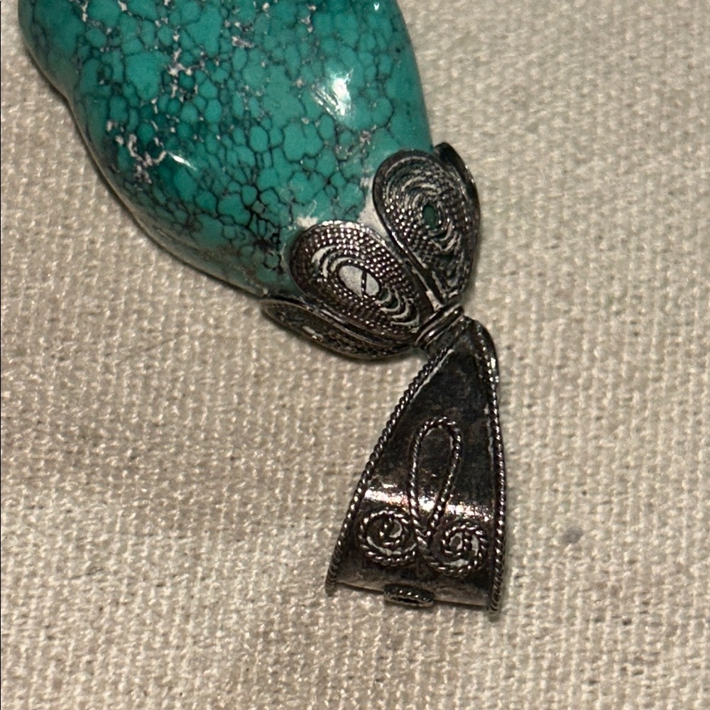 Turquoise & 925 Silver Pendant-Mid Century-Vintage - Picture 7 of 7